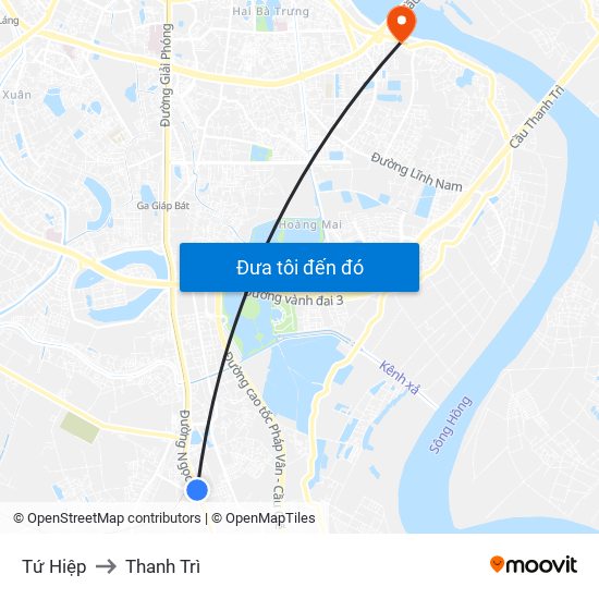 Tứ Hiệp to Thanh Trì map