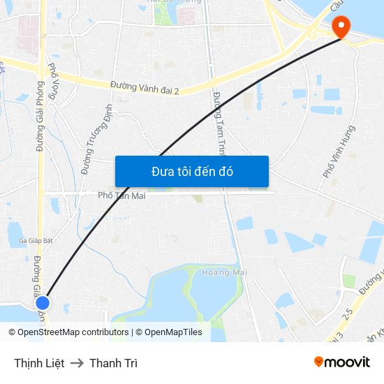 Thịnh Liệt to Thanh Trì map