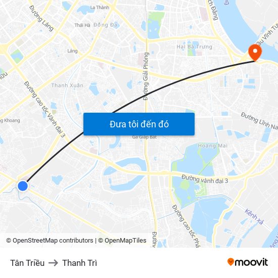 Tân Triều to Thanh Trì map