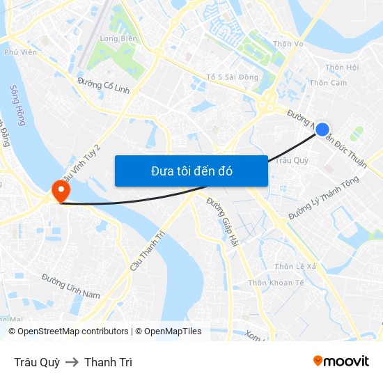 Trâu Quỳ to Thanh Trì map