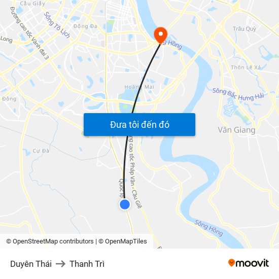 Duyên Thái to Thanh Trì map