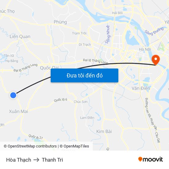 Hòa Thạch to Thanh Trì map