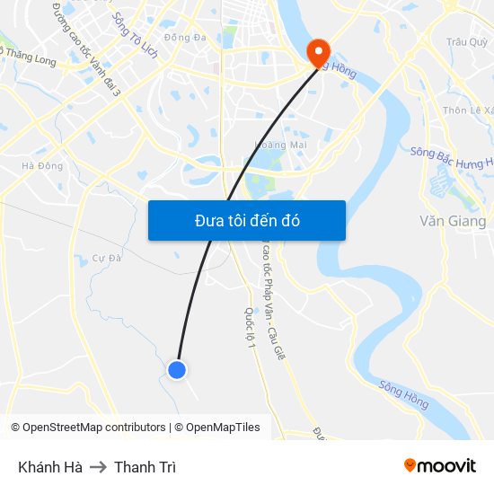 Khánh Hà to Thanh Trì map