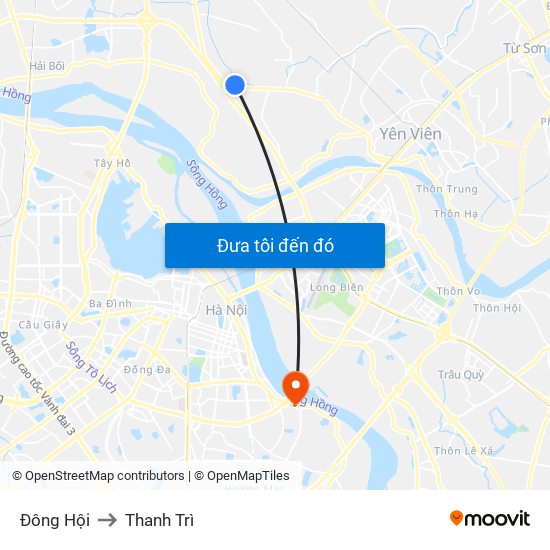 Đông Hội to Thanh Trì map