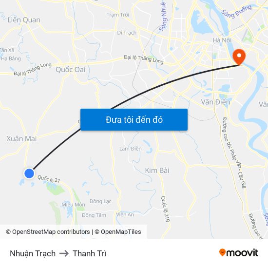 Nhuận Trạch to Thanh Trì map