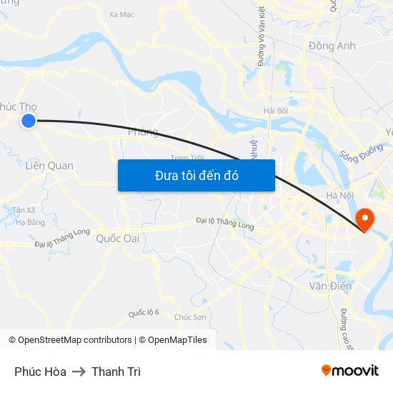 Phúc Hòa to Thanh Trì map