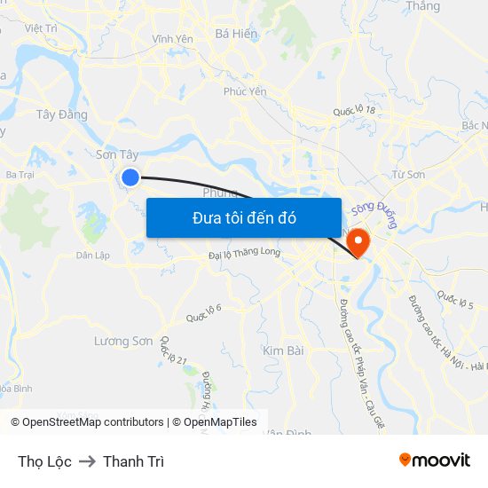 Thọ Lộc to Thanh Trì map