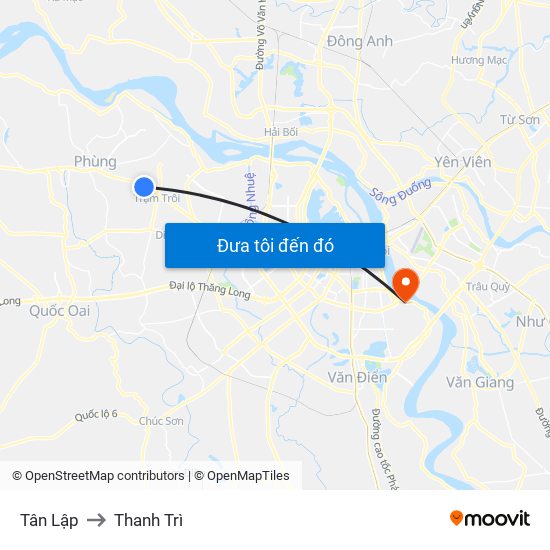 Tân Lập to Thanh Trì map