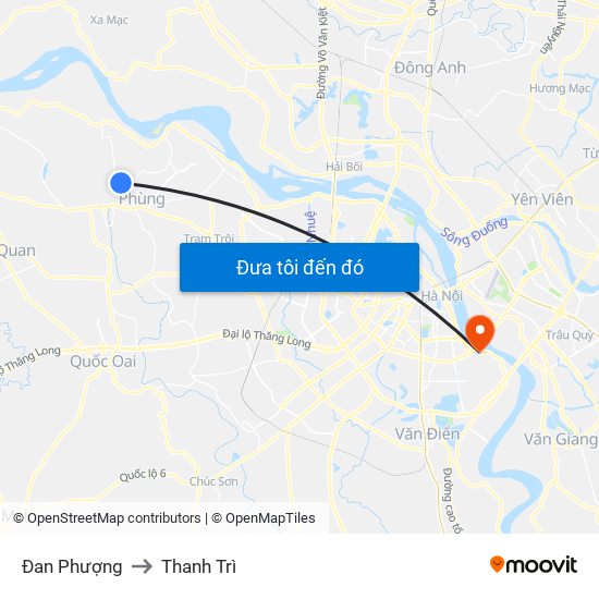 Đan Phượng to Thanh Trì map