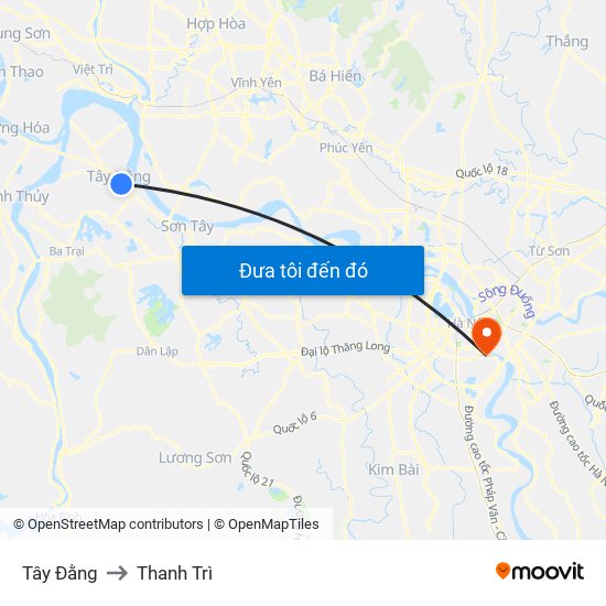 Tây Đằng to Thanh Trì map