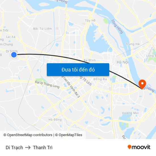 Di Trạch to Thanh Trì map