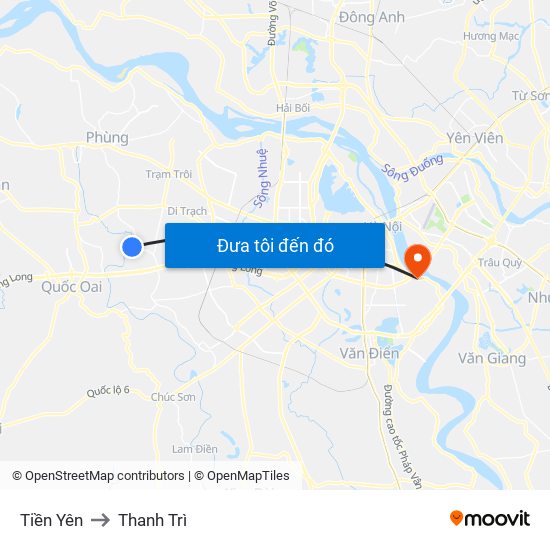 Tiền Yên to Thanh Trì map
