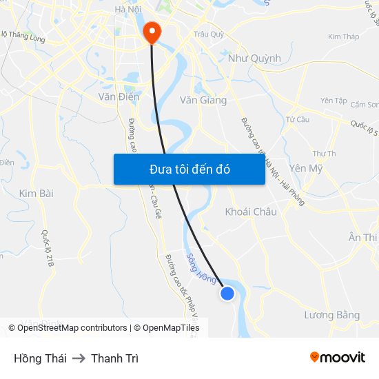 Hồng Thái to Thanh Trì map