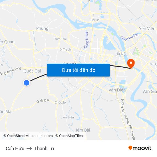 Cấn Hữu to Thanh Trì map