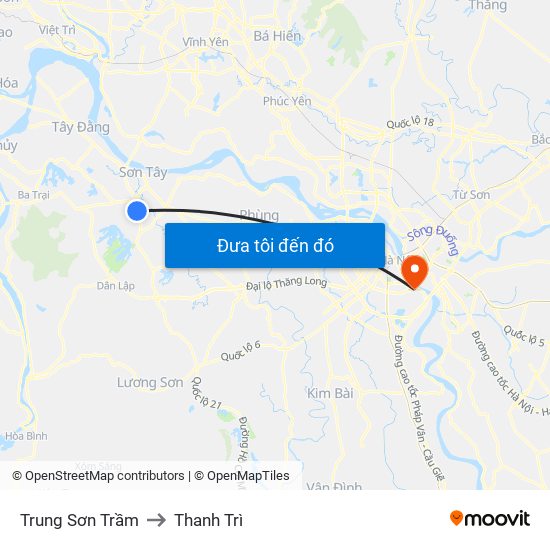 Trung Sơn Trầm to Thanh Trì map