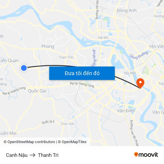 Canh Nậu to Thanh Trì map