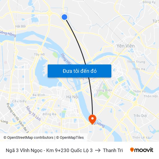 Ngã 3 Vĩnh Ngọc - Km 9+230 Quốc Lộ 3 to Thanh Trì map