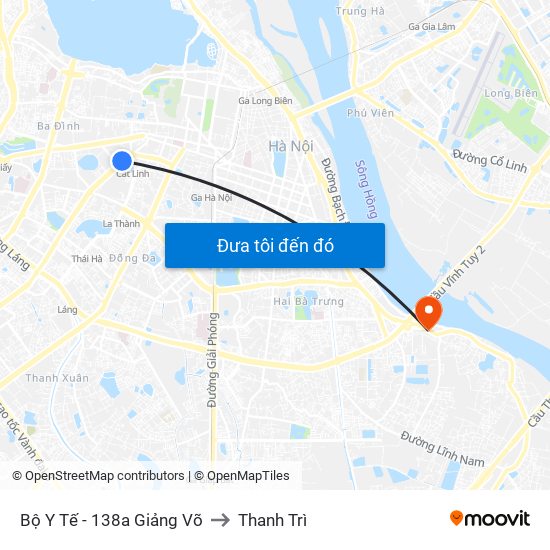 Bộ Y Tế - 138a Giảng Võ to Thanh Trì map