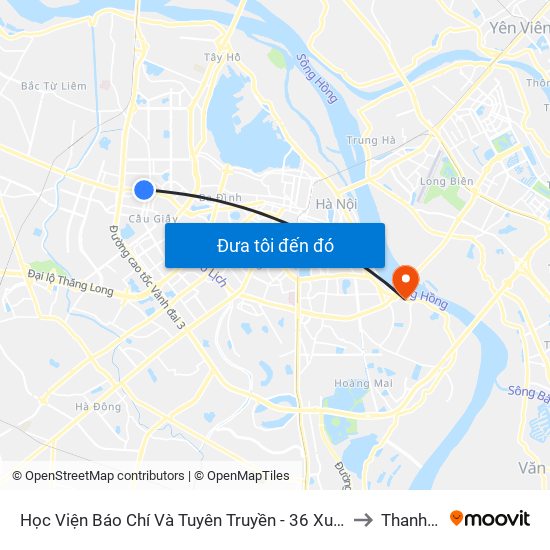 Học Viện Báo Chí Và Tuyên Truyền - 36 Xuân Thủy to Thanh Trì map