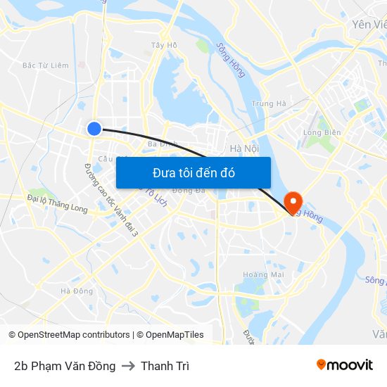 2b Phạm Văn Đồng to Thanh Trì map