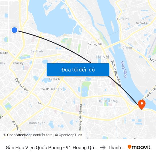 Gần Học Viện Quốc Phòng - 91 Hoàng Quốc Việt to Thanh Trì map
