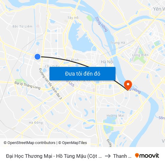 Đại Học Thương Mại - Hồ Tùng Mậu (Cột Sau) to Thanh Trì map