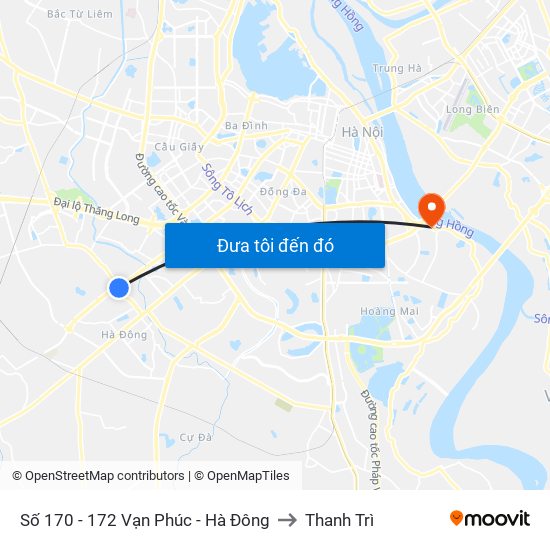 Số 170 - 172 Vạn Phúc - Hà Đông to Thanh Trì map