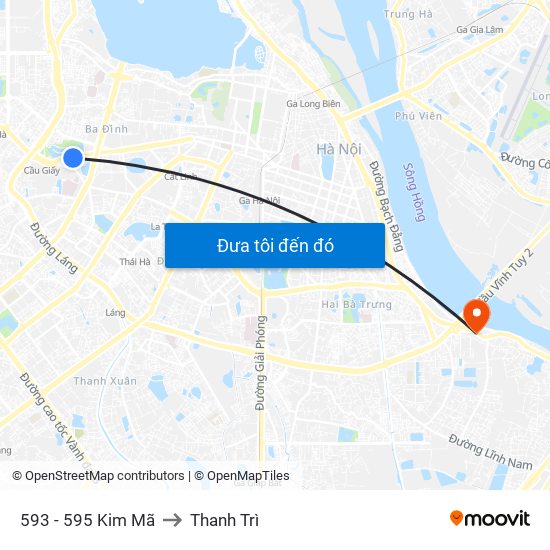 593 - 595 Kim Mã to Thanh Trì map