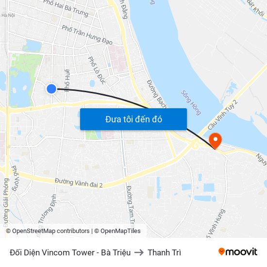 Đối Diện Vincom Tower - Bà Triệu to Thanh Trì map