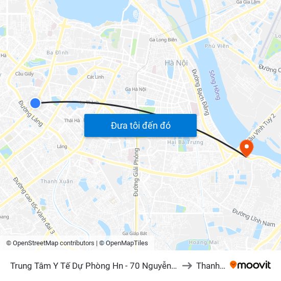 Trung Tâm Y Tế Dự Phòng Hn - 70 Nguyễn Chí Thanh to Thanh Trì map