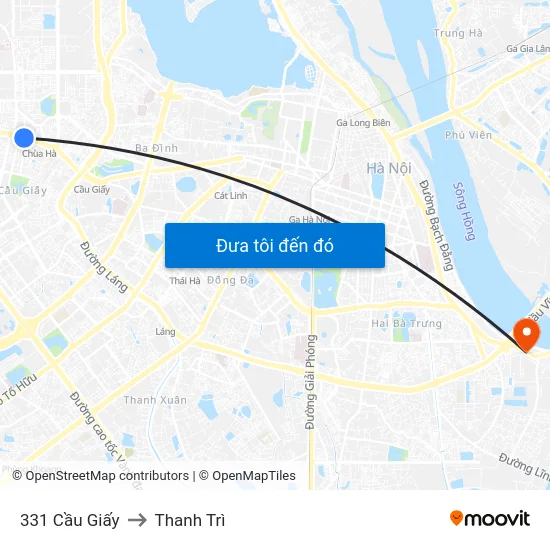 331 Cầu Giấy to Thanh Trì map
