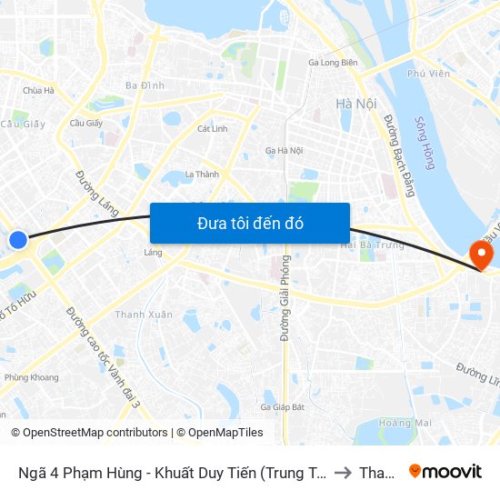 Ngã 4 Phạm Hùng - Khuất Duy Tiến (Trung Tâm Hội Nghị Quốc Gia) to Thanh Trì map