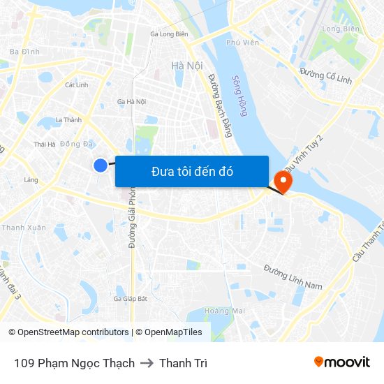 109 Phạm Ngọc Thạch to Thanh Trì map