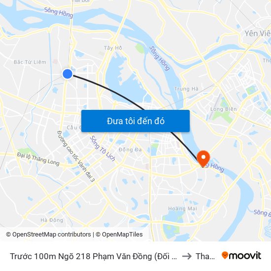 Trước 100m Ngõ 218 Phạm Văn Đồng (Đối Diện Công Viên Hòa Bình) to Thanh Trì map