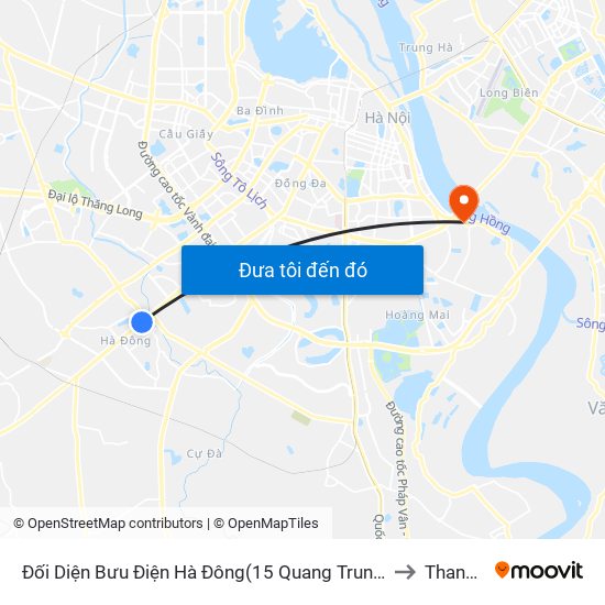 Đối Diện Bưu Điện Hà Đông(15 Quang Trung Hà Đông) to Thanh Trì map