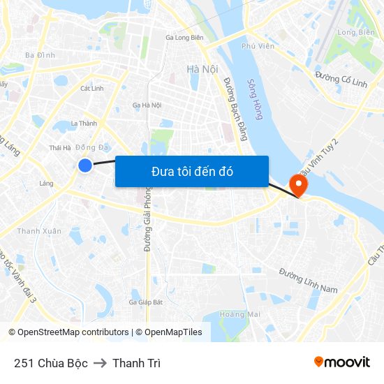 251 Chùa Bộc to Thanh Trì map