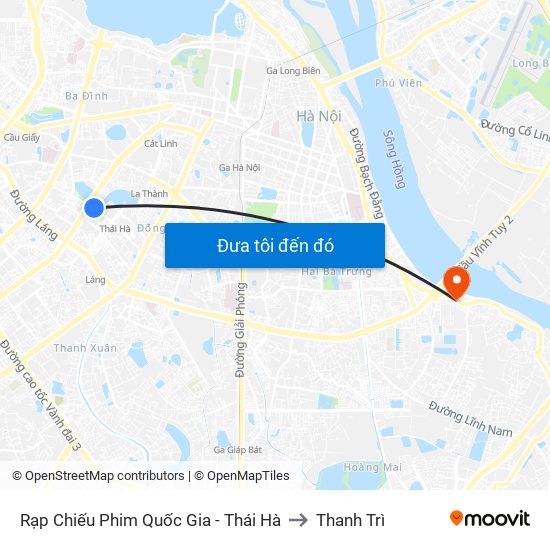 Rạp Chiếu Phim Quốc Gia - Thái Hà to Thanh Trì map