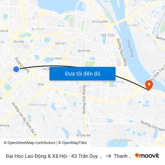 Đại Học Lao Động & Xã Hội - 43 Trần Duy Hưng to Thanh Trì map