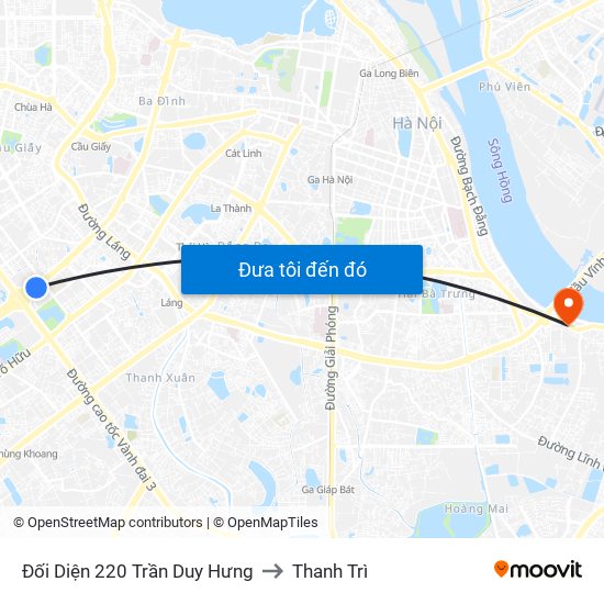 Đối Diện 220 Trần Duy Hưng to Thanh Trì map