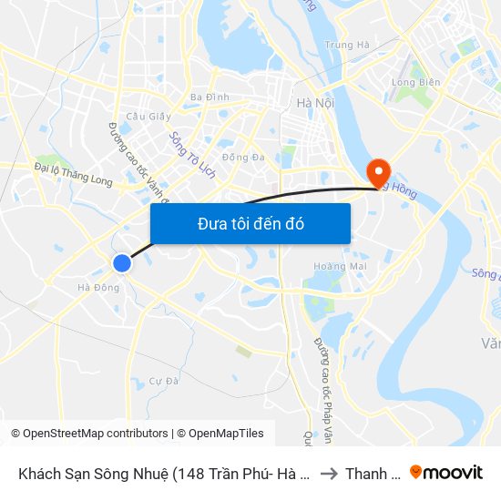 Khách Sạn Sông Nhuệ (148 Trần Phú- Hà Đông) to Thanh Trì map