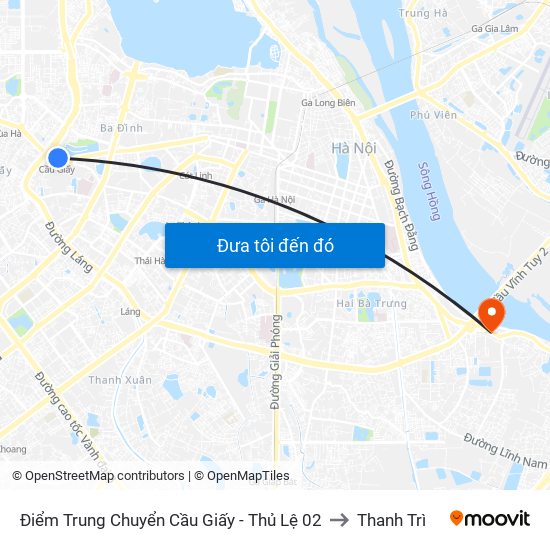 Điểm Trung Chuyển Cầu Giấy - Thủ Lệ 02 to Thanh Trì map