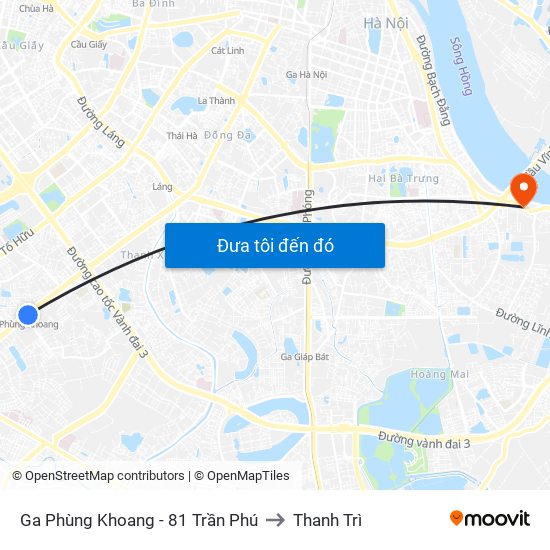 Ga Phùng Khoang - 81 Trần Phú to Thanh Trì map