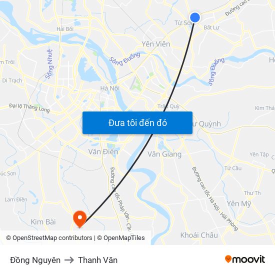 Đồng Nguyên to Thanh Văn map