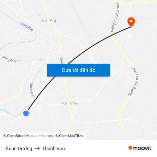 Xuân Dương to Thanh Văn map