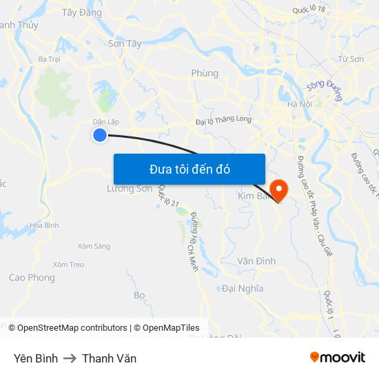 Yên Bình to Thanh Văn map