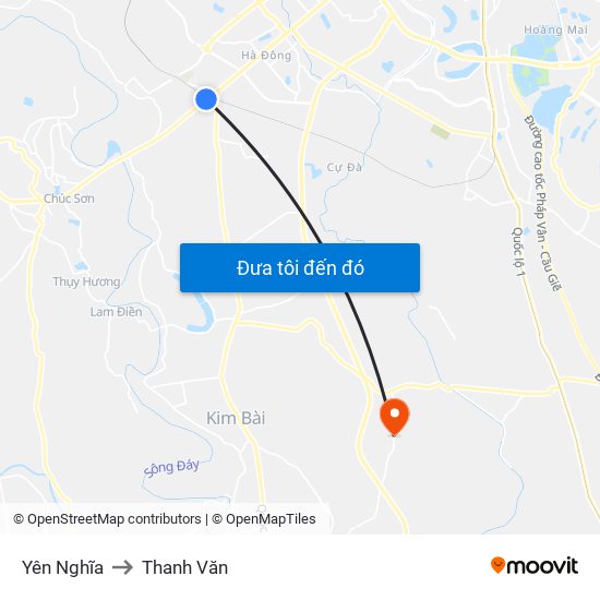 Yên Nghĩa to Thanh Văn map