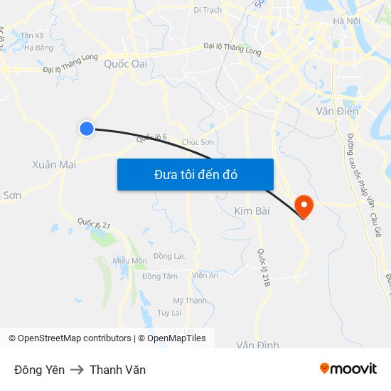 Đông Yên to Thanh Văn map
