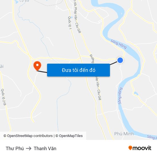 Thư Phú to Thanh Văn map