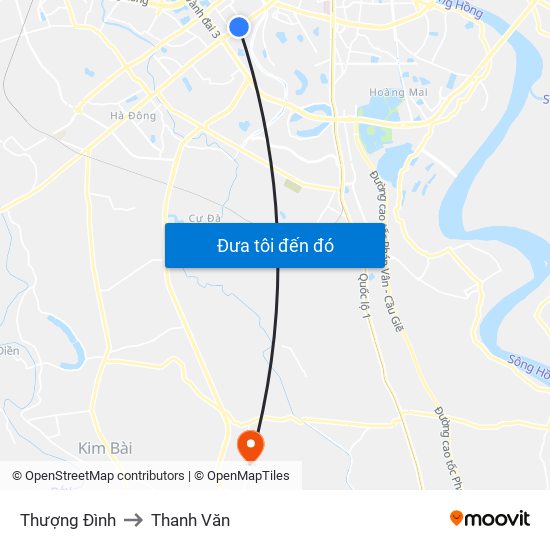 Thượng Đình to Thanh Văn map