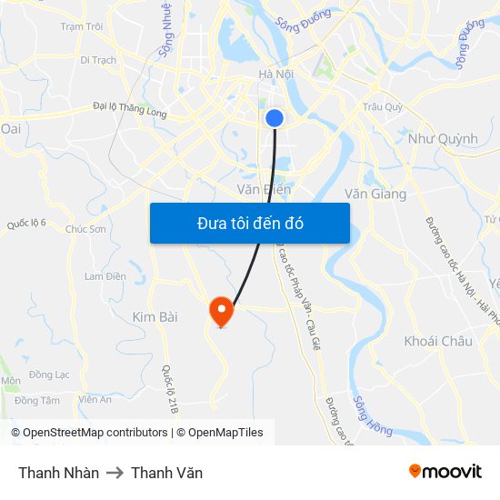 Thanh Nhàn to Thanh Văn map